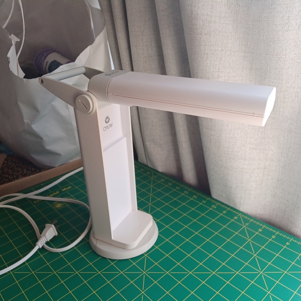 OttLite White Folding Swivel Task Lamp. Bright White LED light. 11 inches tall